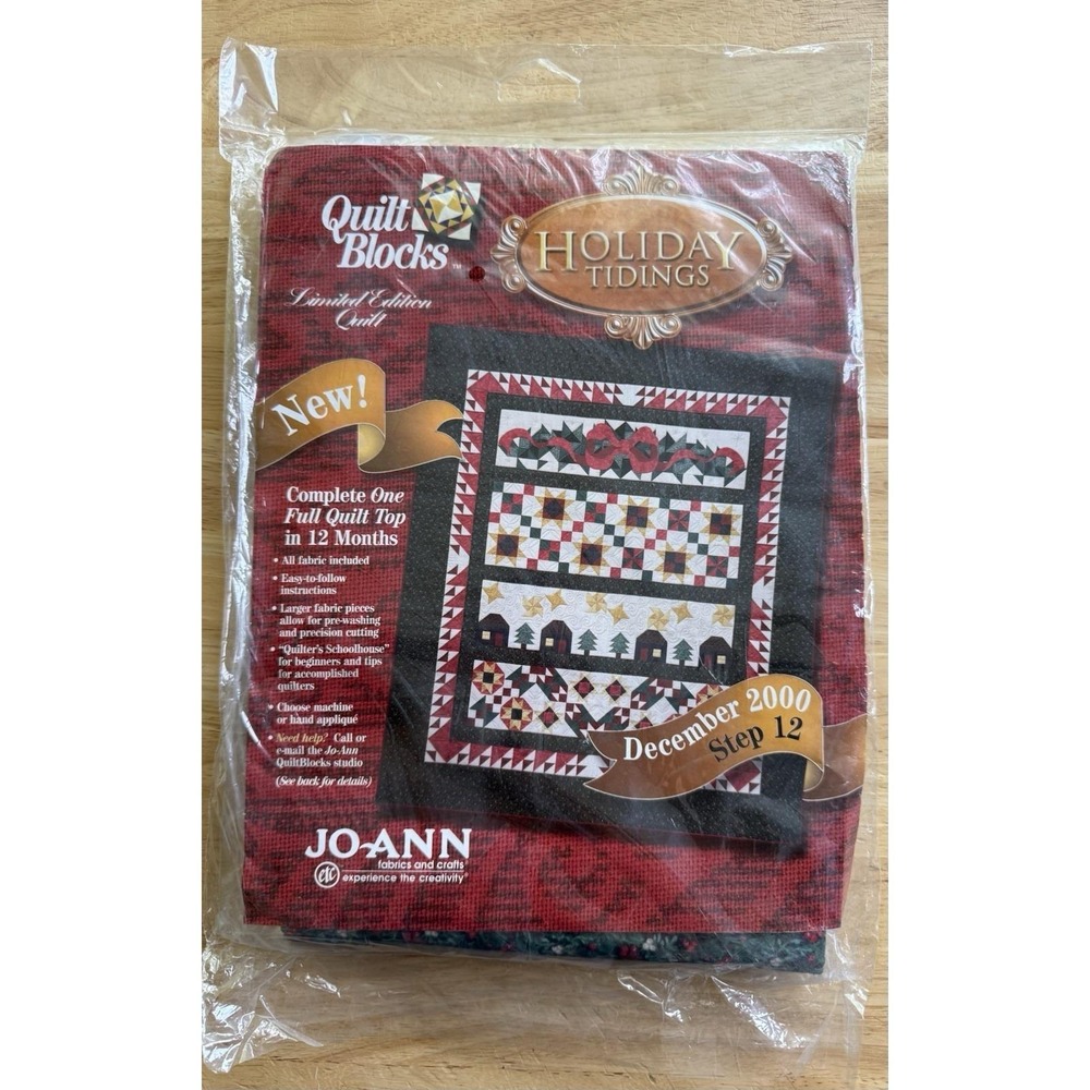 Joann Quilt Block Limited Edition HOLIDAY TIDINGS December 2000 Step 12 Kit NIP